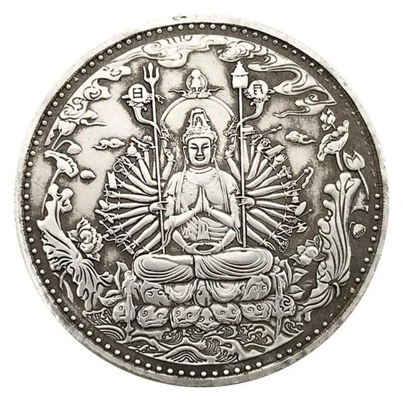 럭셔리 천손 부처님 명상 노벨티 커플 아트 코인, 행운의 나이트 클럽 기념 포켓, 재미있는 동전 및 선물 가방