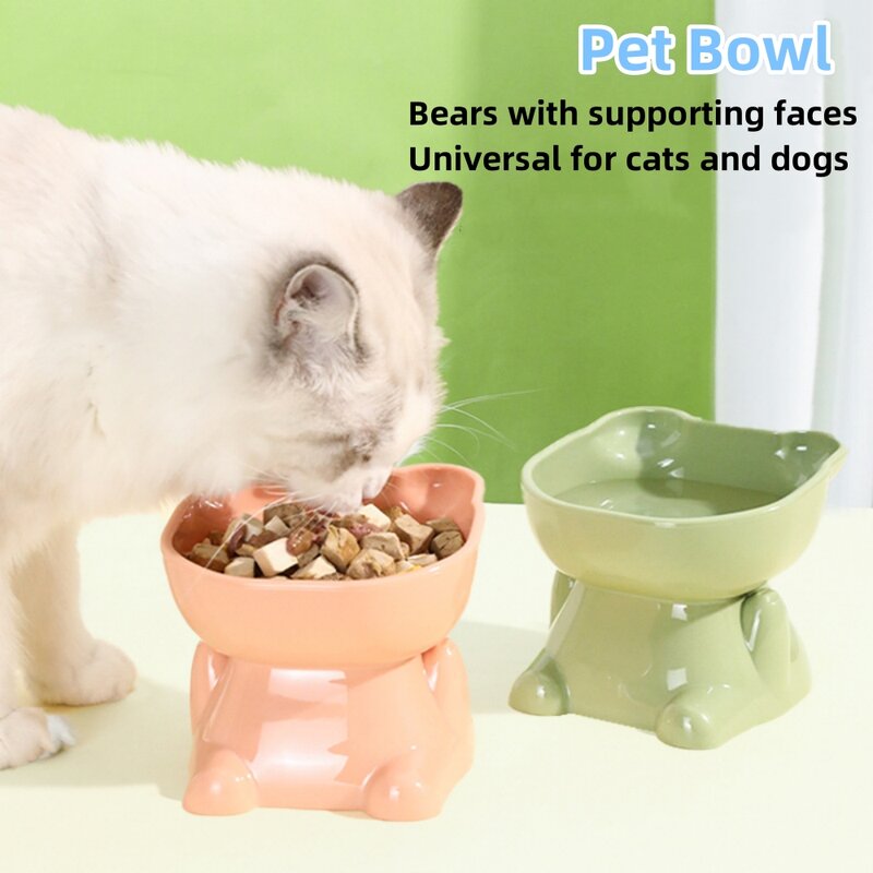 Mangkuk kucing tinggi mangkuk hewan peliharaan perlindungan tulang belakang leher mangkuk makanan kucing baskom makanan Tilt melindungi leher Aksesori perlengkapan hewan peliharaan