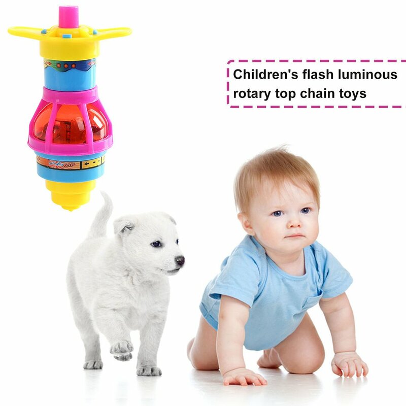 1 Piece Creative Children's Flash Luminous Spinning Top Winding Toy Classic Colorful Top Ejection Toy Student Prize Random Color