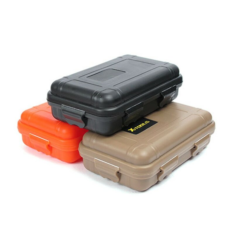 Hermético Survival Box Case para exterior, pesca Kite Boarding, escalada Box, preto, laranja, Tan, 135x80x40mm