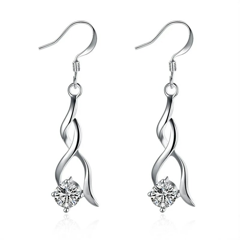 High quality 925 Sterling Silver Earrings fashion Jewelry elegant Woman crystal Drop earrings Christmas Gifts