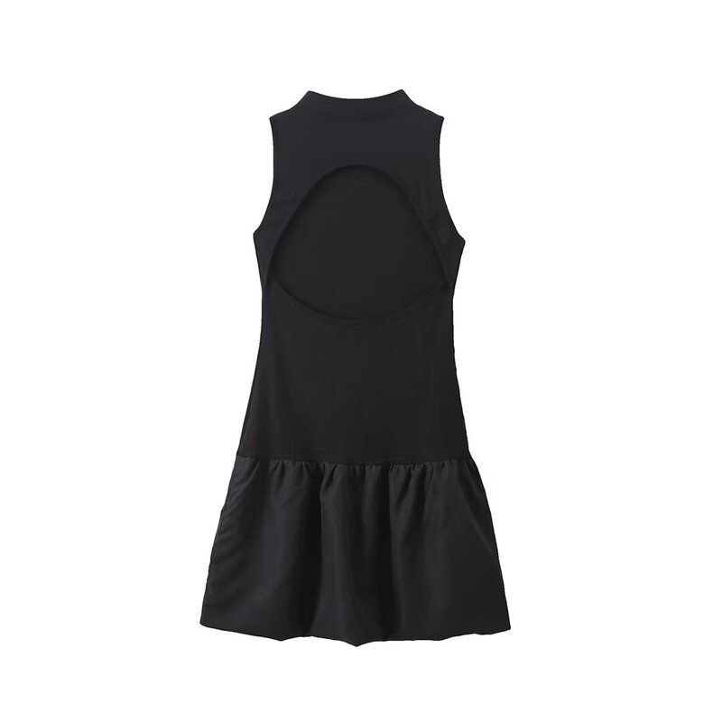 TRAFZA-vestido informal liso para Mujer, Jersey sin mangas con falda de globo, ajustado, roscado, primavera y verano, 2024