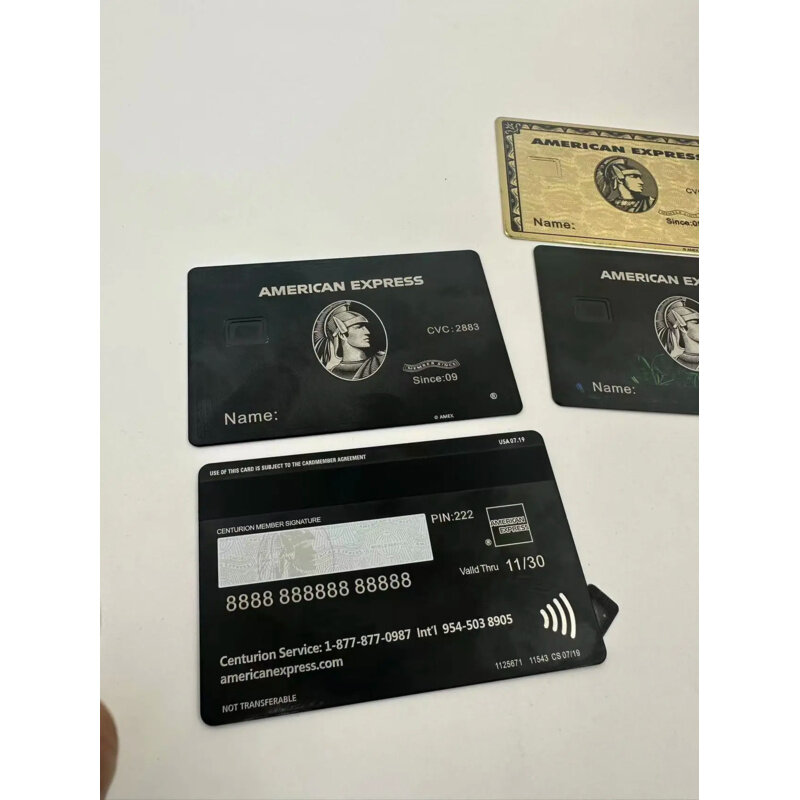 Custom metal cards, replace your old credit cards with American Express, Black Cards, Gift cards, Centurion cards.