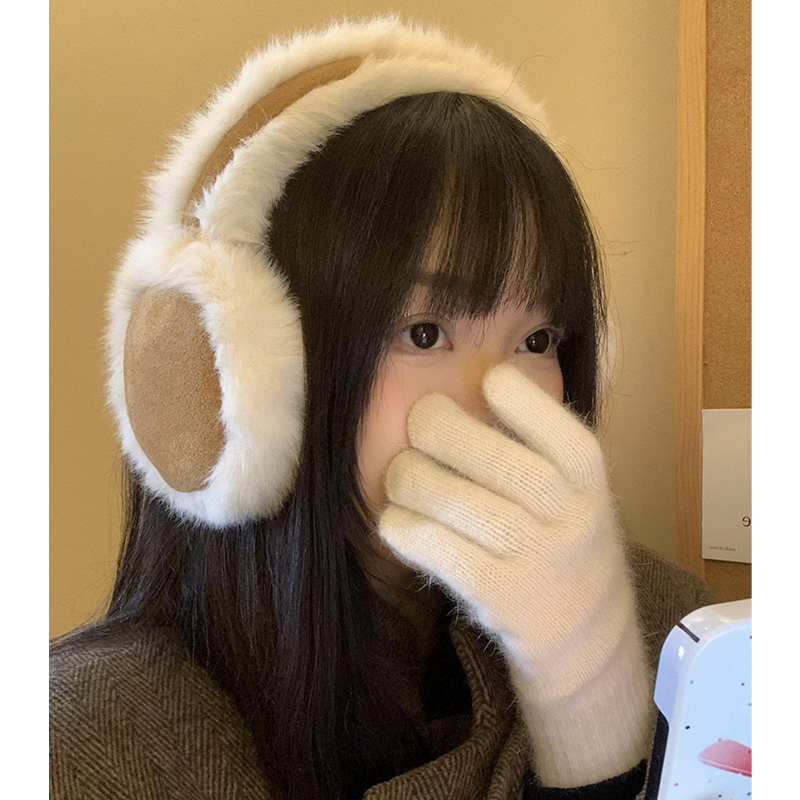 Protetor auriculares de pelúcia única para mulheres e meninas, proteção contra vento e frio, acessórios térmicos ao ar livre, estilo coreano, inverno