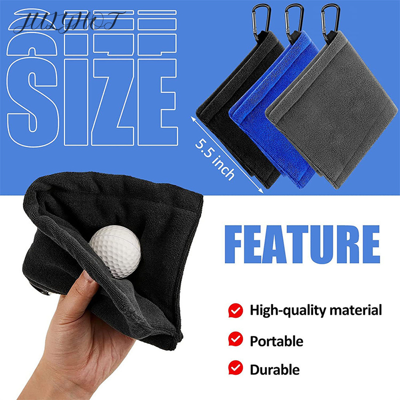 Golf Balls Cleaning Towel With Carabiner Hook Microfiber Golf Wet And Dry Golf Towel Clean Golf Head Golf Club Wiping Cloth