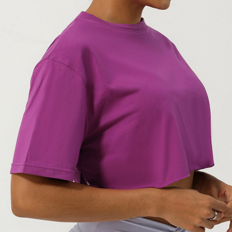 Kurzarm Yoga T-Shirt Frauen Sommer einfarbig Fitness studio Crop Top atmungsaktive schnell trocken laufende Bluse weibliche Trainings kleidung
