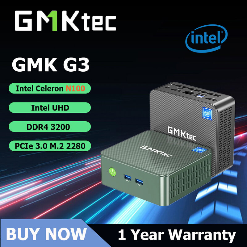 GMKtec G3 Computador Desktop, Mini PC, Windows 11 Pro, Intel 12th, DDR4, 8GB RAM, 256GB ROM, WiFi 6, BT5.2, Mini PC Trabalho, Alder Lake N100