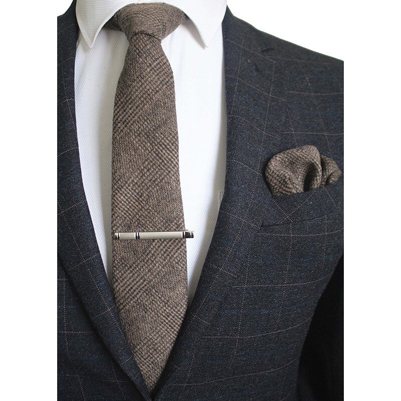 高品質のウールのネクタイとスカーフのセット,結婚式やパーティーのギフト用の正方形のクリップ付きのビジネスギフトとして最適,長さ8cm