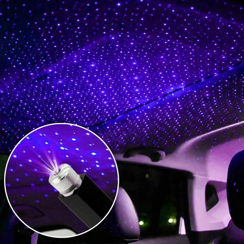 Luz LED romántica de cielo estrellado, lámpara de proyector de estrellas de galaxia alimentada por USB, 5V, decoración de techo de habitación de coche, Plug and Play, 1/2 Uds.