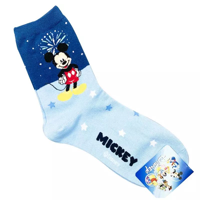 Desenhos animados impressão meias de algodão para mulheres, Mickey, Minnie, Stitch, Mickey, Donald, Fofo, Harajuku, Casual, Tamanho