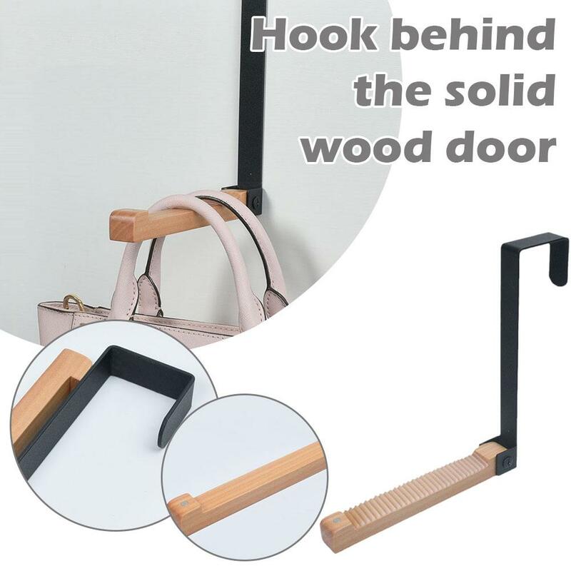 L3X9 kait belakang pintu kayu padat, gantungan baju pintu belakang tidak berlubang, dapat dilipat 1 buah