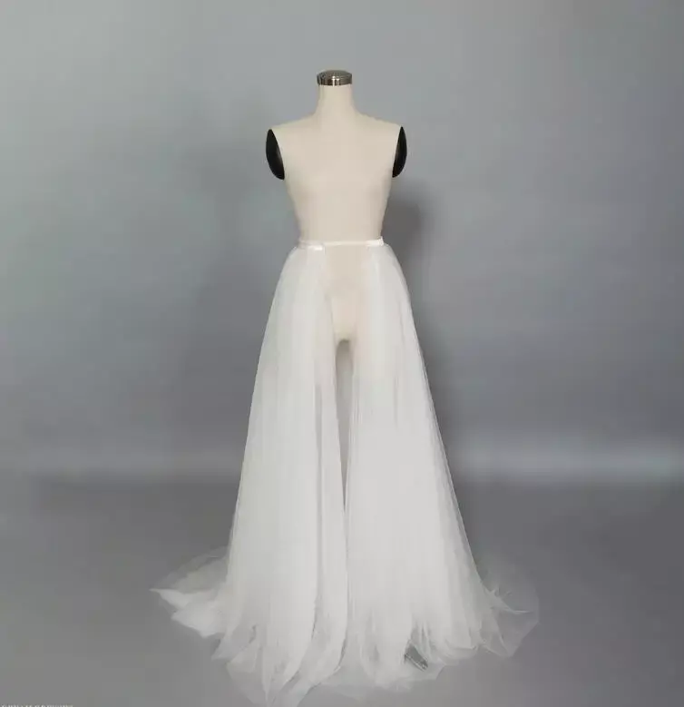 Falda de tul de 4 capas para novia, cola desmontable, color blanco, negra, para boda
