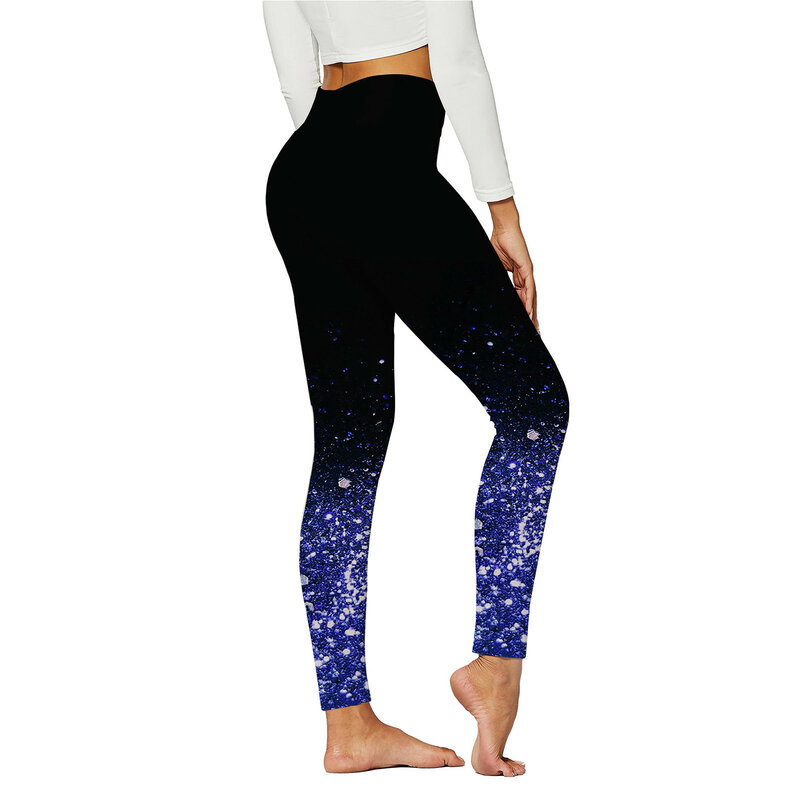 Celana Yoga katun untuk wanita, celana legging wanita motif Yoga pinggang tinggi, celana olahraga celana lari Yoga santai