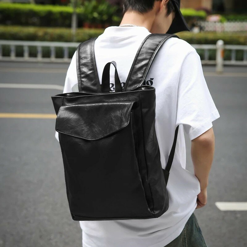 Mochilas de couro para mulheres e homens, bolsa de ombro casual mochila de grande capacidade, bolsa escolar minimalista unissex, 2024