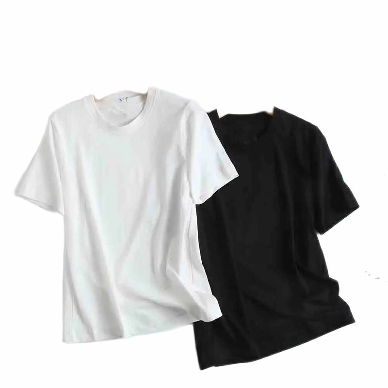 여성용 기본 캐주얼 반팔 티셔츠, 올매치 반팔 상의, 시크한 라운드넥, 2024 용수철, 새로운 패션