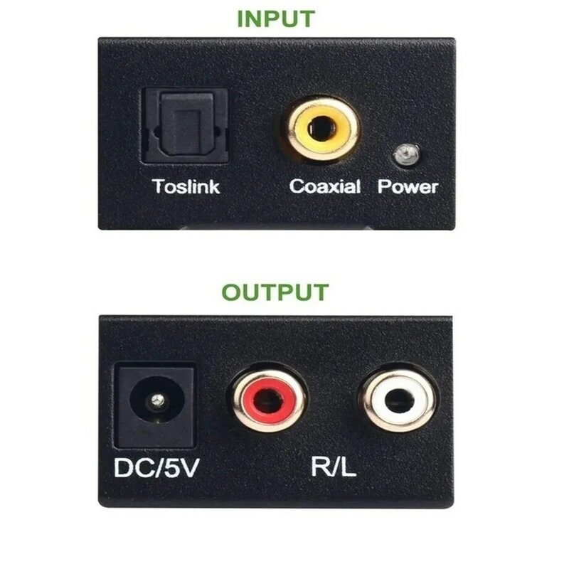 Convertidor de Audio Digital a analógico, adaptador de Audio de salida RCA R/L, caja amplificadora DAC para decodificador Coaxial óptico SPDIF ATV DAC