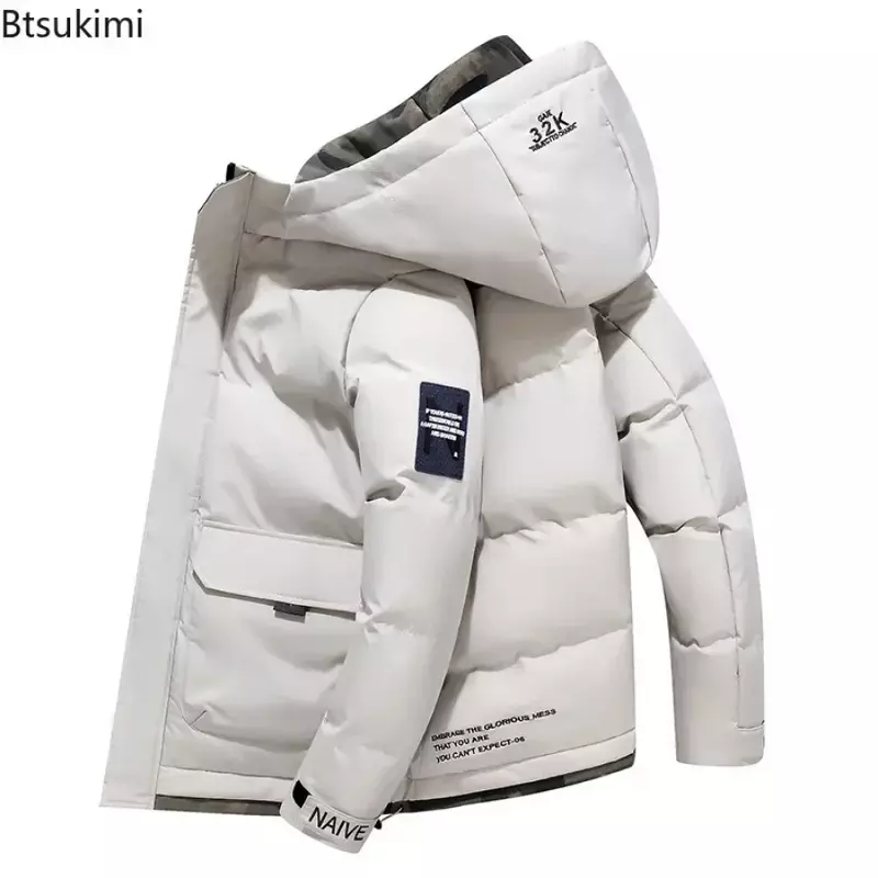 Jaqueta masculina de algodão acolchoada com capuz, moda streetwear coreana, grossa e quente, casacos casuais, outono, inverno, tamanho 5XL, 2024