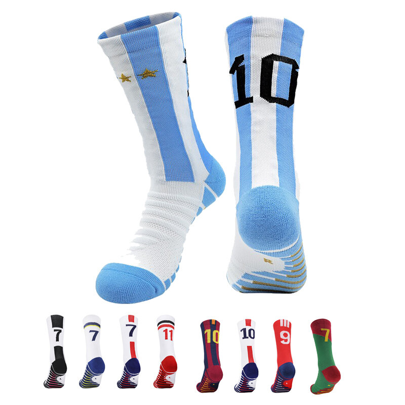 Профессиональные футбольные носки, футбольные носки с номером звезд Парижского клуба, мужские спортивные носки, мужские носки, футбольные носки, носки средней длины