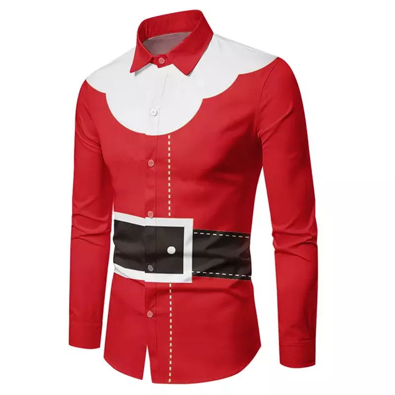 Chemise de costume de flocon de neige Père Noël à manches longues, chemise à carreaux, bouton, matériel de haute qualité, nouveau cadeau de Noël, offre spéciale, 2023