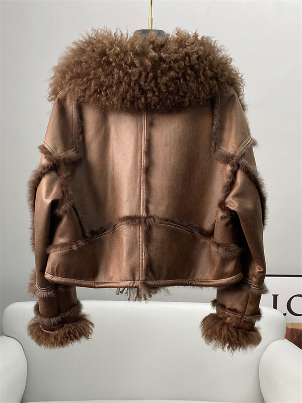 Jaket Mantel Bulu Kelinci Asli Musim Dingin Aorice Mantel Kerah Bulu Rubah Wanita Mantel Parka Ukuran Besar Wanita CT2106