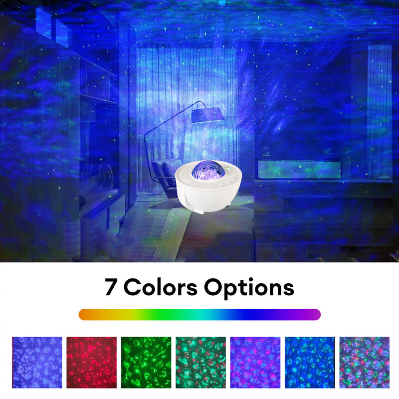 RGB 물결 프로젝터 갤럭시 야간 조명 색상 변경 분위기 조명, 리모컨 파티 조명, 침실 어린이 방 장식