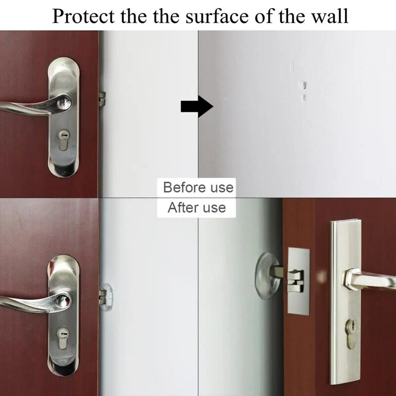 Penahan Pintu 1.57 Inci Kenop Pintu Pelindung Dinding 6 Buah Bumper Pegangan Pintu Perekat Diri Pelindung Dinding Karet Lunak Bundar Transparan