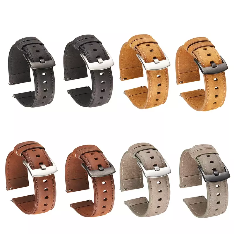 New Arrival Genuine Leather Watch Strap Soft Quick-release Watchband Brushed Leather Watch Band 20mm 22m