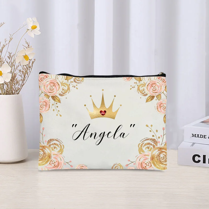 Personalized Floral Makeup Case Kawaii Baby Toilet Diaper Pouch Trendy Gifts for Pretty Girl Travel Cosmetic Bag Brithday Gifts