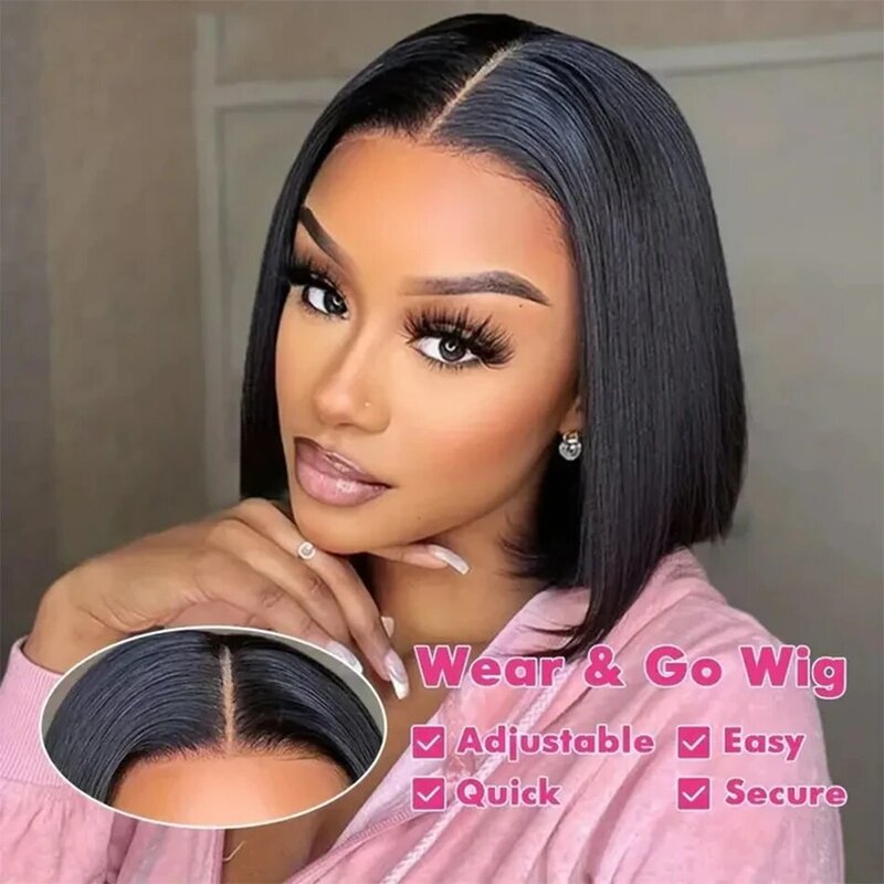 Glueless Straight Short Bob Wig Transparent 13X4 Lace Front Human Hair Wigs PrePlucked Natural Hair Remy Brazilian Wig On Sale