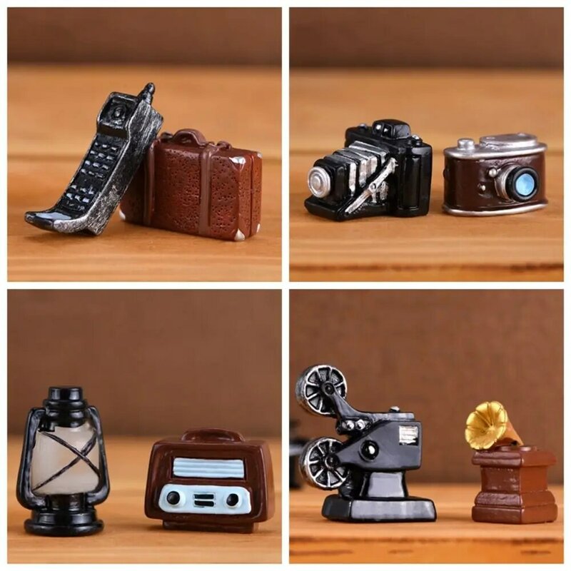Mini Retro Camera Figurine, Modelo Nostálgico, Decoração do lar, Creative Dollhouse Ornamentos