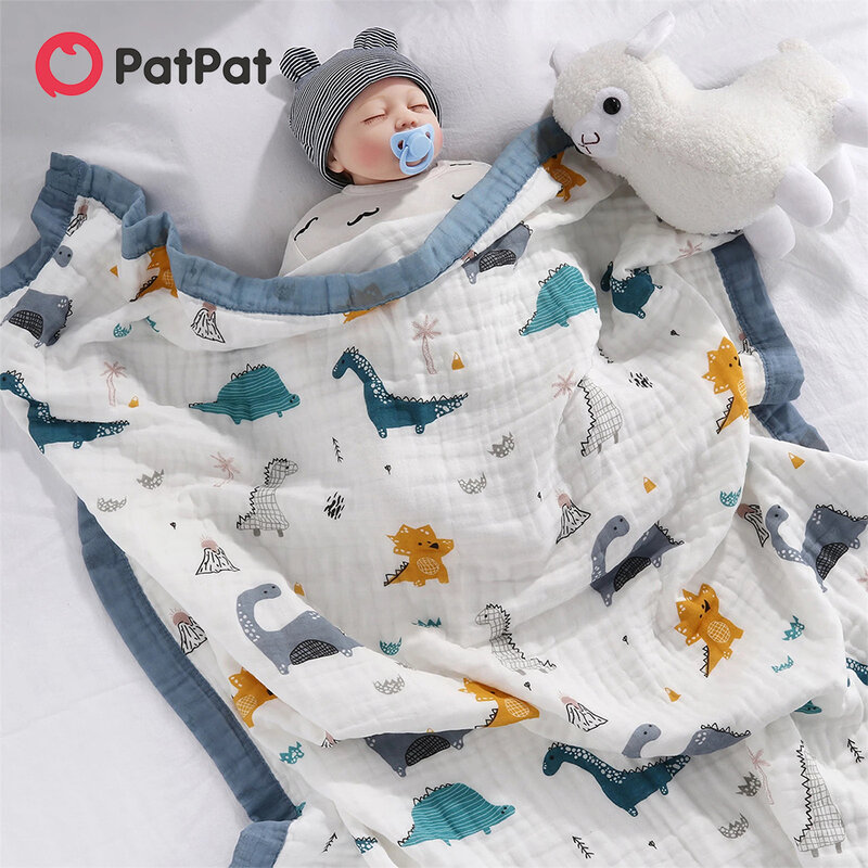 PatPat-mantas de algodón 100% para bebé recién nacido, gasa de muselina de 6 capas, suave, absorbente, para camas, toallitas de Ducha