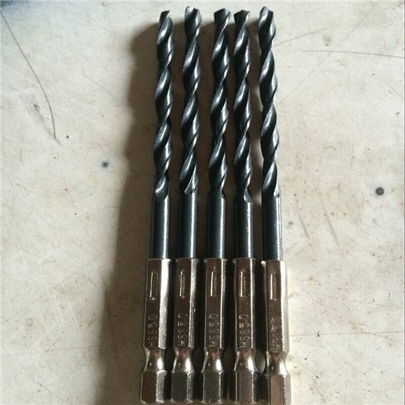 High Speed Steel Twist Broca Set, Hexagonal Handle, preto de fumo, Hexagonal, HSS4241, 15Pcs, 3mm, 4mm, 5mm