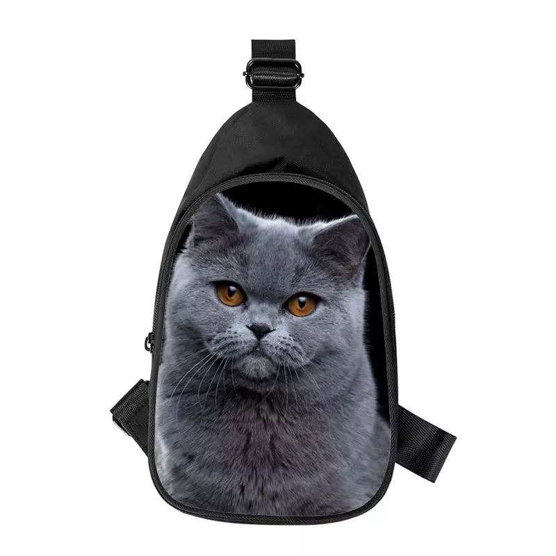 British shorthair cat 3D Print New Men Cross Chest Bag Diagonally Women Shoulder Bag Husband School Waist Pack Male chest pack