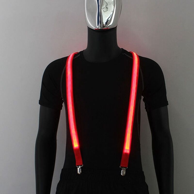 LED Strap Clip Cosplay Supplies Festival Costume Party Performance Hanging Pants Luminous Bow Tie Suspenders Set