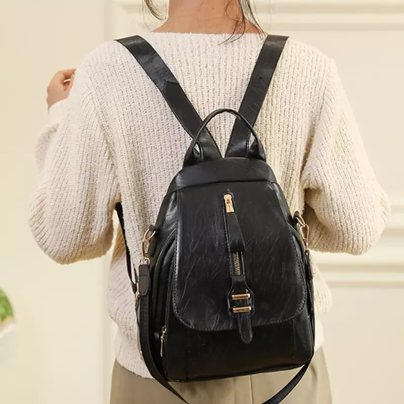 2024 Women Leather Backpacks Vintage Shoulder Bag Female Backpack Ladies Travel Backpack Mochila School Bags for Girls Bagpack