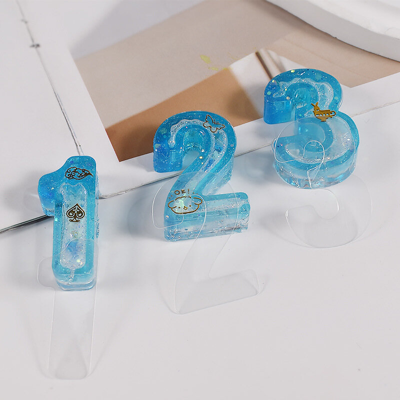 DIY forma z żywicy kryształowej cyfry arabskie breloczek do kluczy biżuteria silikonowe formy do wyrobu żywicy