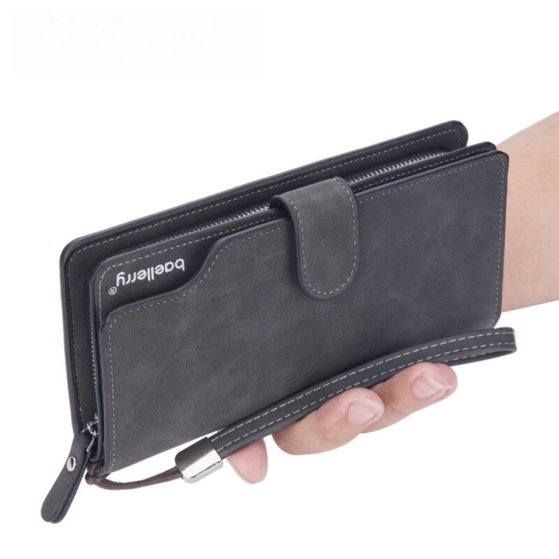 Pochette da uomo in pelle PU Multi Slot con fibbia con cerniera portafoglio portatile da uomo porta carte di credito da uomo