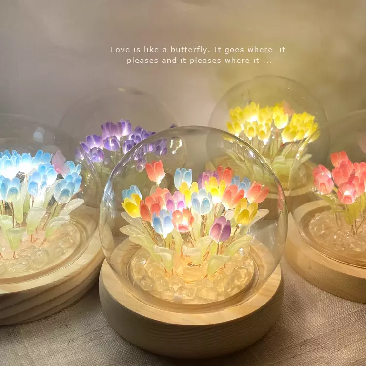 Tự Làm Handmade Hoa Tulip Đèn Ngủ LED Sạc Đèn Ngủ Đầu Giường Vật Trang Trí Sinh Nhật Tặng Vật Dụng Trang Trí Nhà Cửa Phụ Kiện