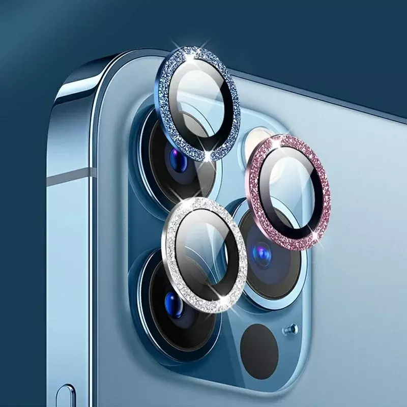 Verre protecteur d'anneau en métal pour iPhone, 11, 12, 13, 14, 15, Pro, Max, Protection d'objectif d'appareil photo, Film d'appareil photo