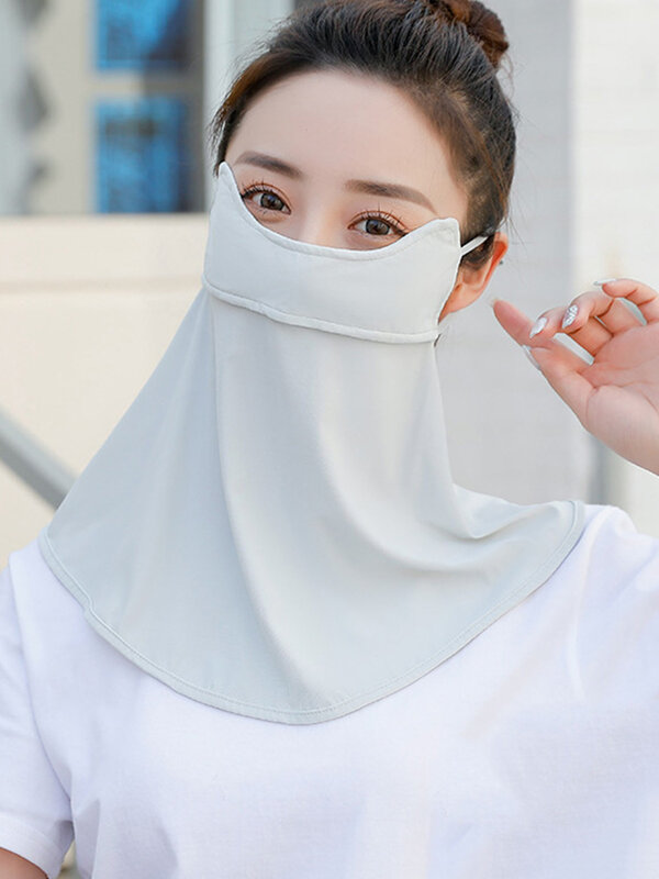 Máscara anti-ultravioleta protetor solar para mulheres, capa de rosto fina, seda de gelo sem rasto, respirável, verão, venda quente, nova