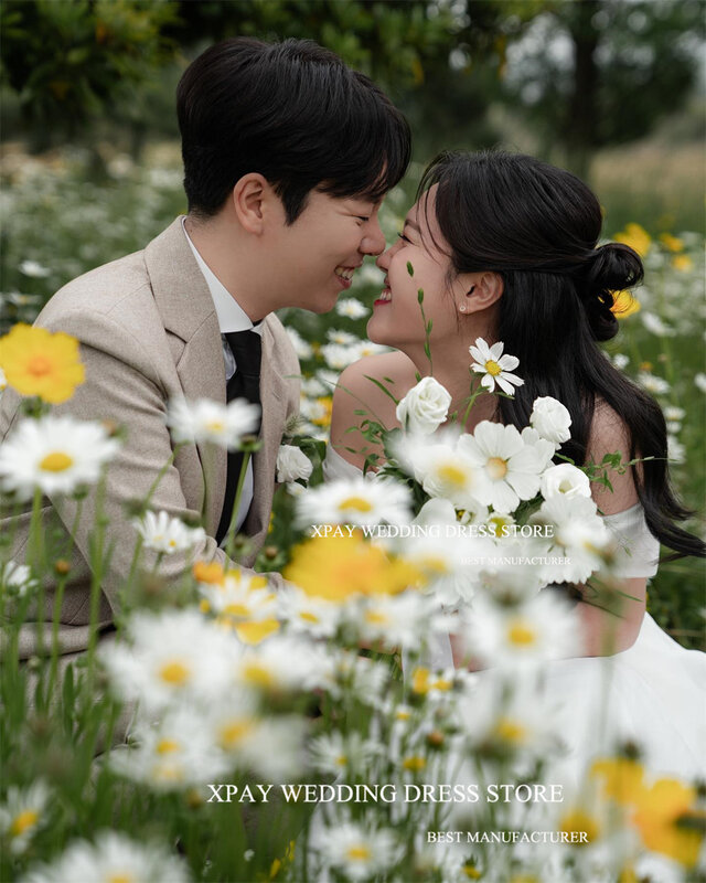 XPAY элегантные свадебные платья с открытыми плечами для Кореи без рукавов фотосессия индивидуальные платья невесты