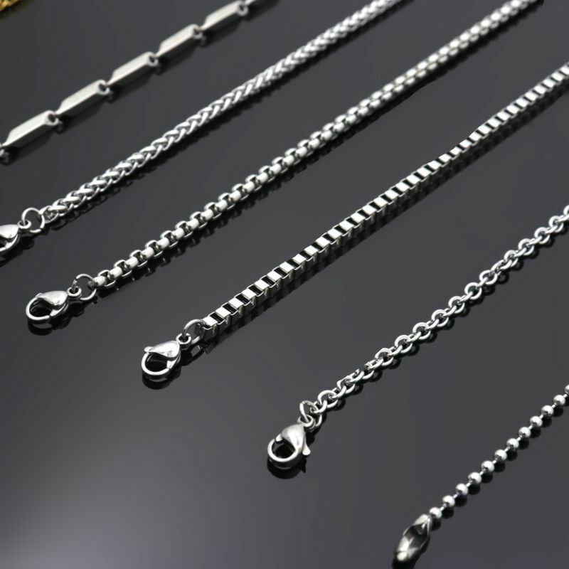 50 60 70 80cm Silver Color Men's Dragon Box Bead Snake Long Stainless Steel Necklace Chain For Pendant Women Jewelry Accessories