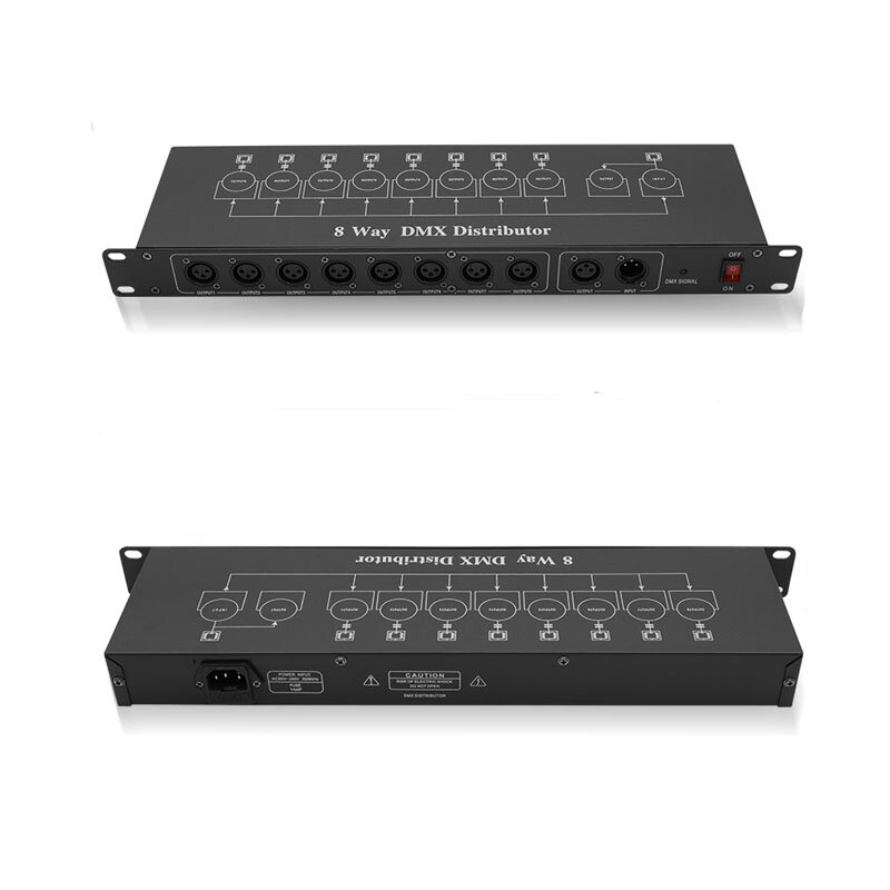 Divisor DMX DMX512 de 8 canales, amplificador de señal de luz de escenario, distribuidor DMX de 8 vías, mejor calidad, envío rápido
