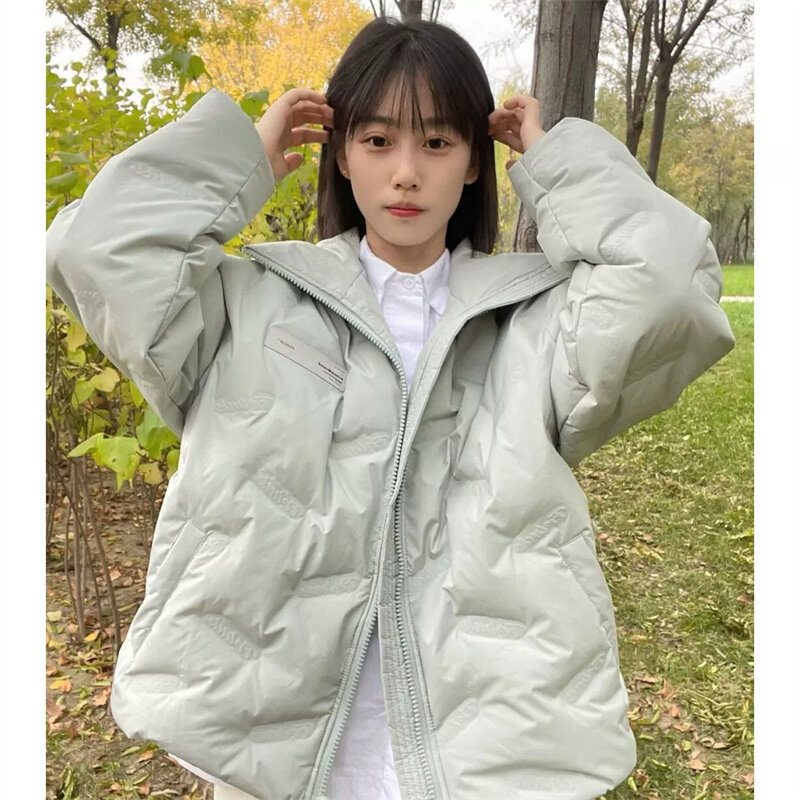 Moda algodão acolchoado casacos roupas femininas jaquetas de inverno novo coreano solto gola subida quente parkas jaquetas meninas topo fp320