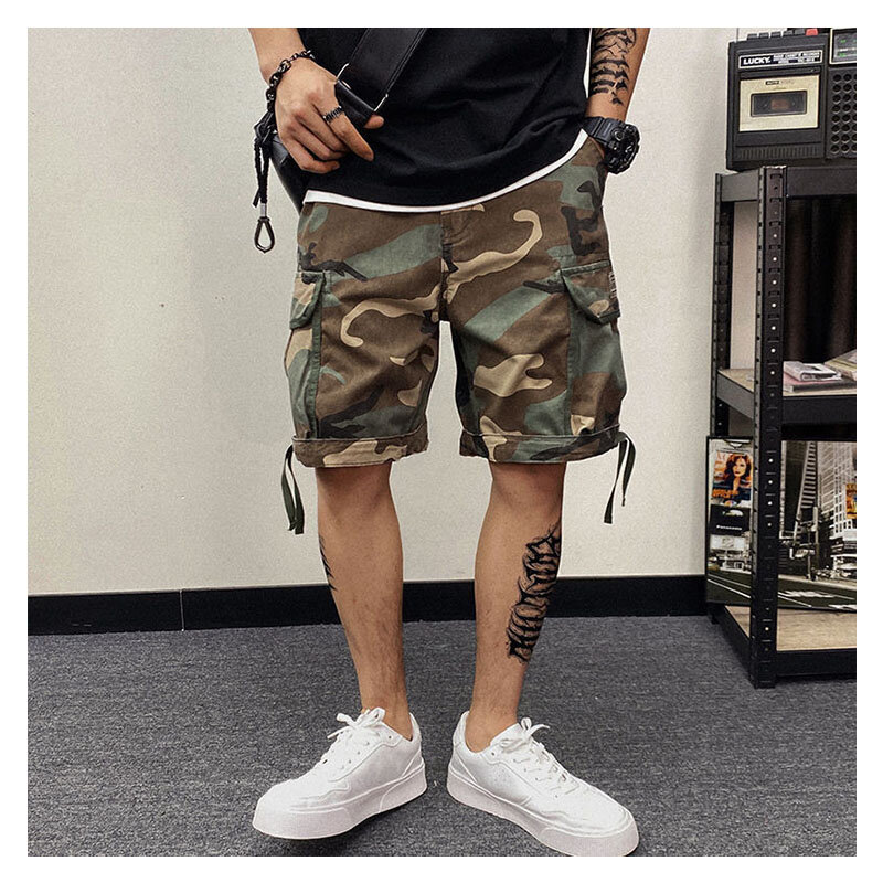 Große Shorts Mann Sommer gewaschen Retro Multi Pocket Camouflage kurze knielange männliche Casual Shorts für Männer versand kostenfrei