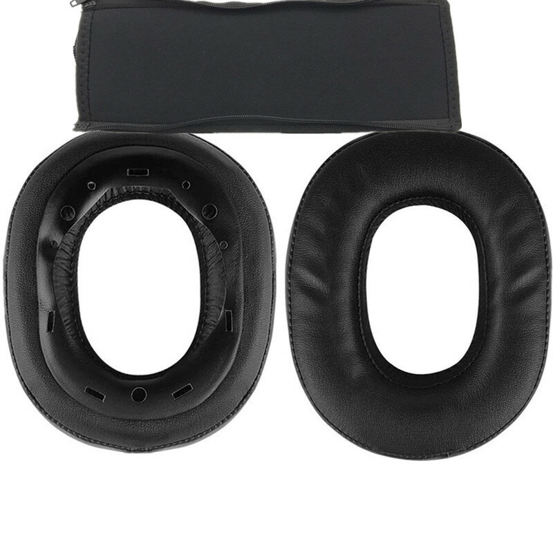Substituição 1 par almofadas de ouvido ou zíper almofada protetora para fones de ouvido para sony MDR-HW700 hw700ds earmuffs preto