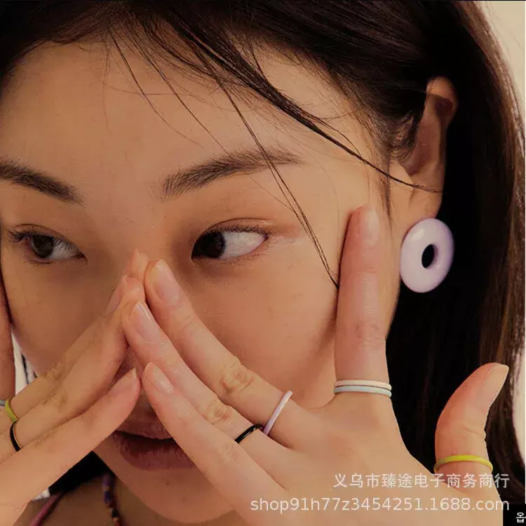 5pcs Korean geometric round hollow circle jelly resin accessories diy hand earrings hair clip material wholesale