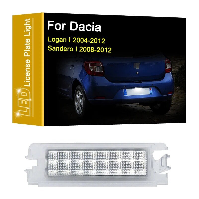 Conjunto de lâmpadas de matrícula LED para Dacia Logan I, 2004-2012, Sandero I 2008-2012, 12V, luz de matrícula branca