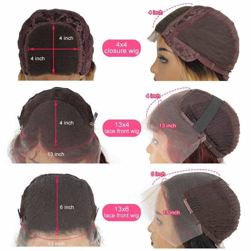 Peluca de cabello humano ondulado de 13x4 para mujer, postizo de encaje frontal sin pegamento, pelo Remy brasileño, Color rojo ombré, 180%