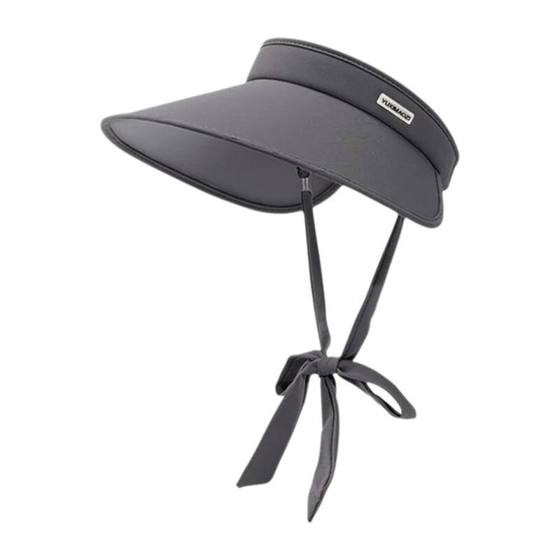 Cappello da sole estivo da donna cappello a coda di cavallo vuoto a tesa larga cappellino pieghevole per protezione solare cappelli UV per esterni protezione per visiere coreane per ragazza K5H4